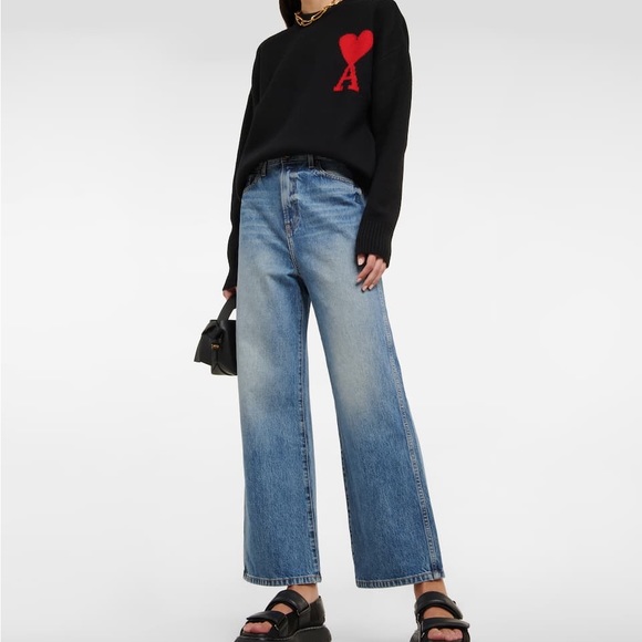 Ami Alexandre Mattiussi Sweaters - AMI PARIS Alexandre Mattiussi Black Wool Red Heart Crewneck Sweater Unisex Small